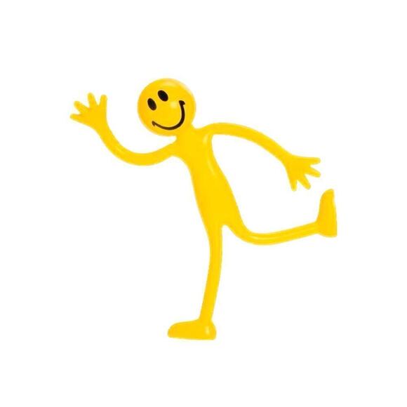 Yellow Pliable Plastic Bendable Man Smiley Head Face Novelty Toy Happy Dude Guy - Picture 2 of 8